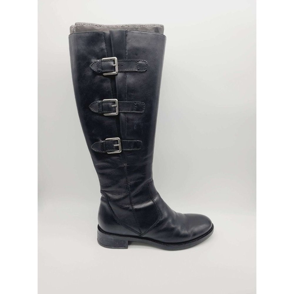 ECCO Boots Hobart Biker Boots Women's 37 Black Leather Riding Buckle NEW IN Box - Picture 2 of 9